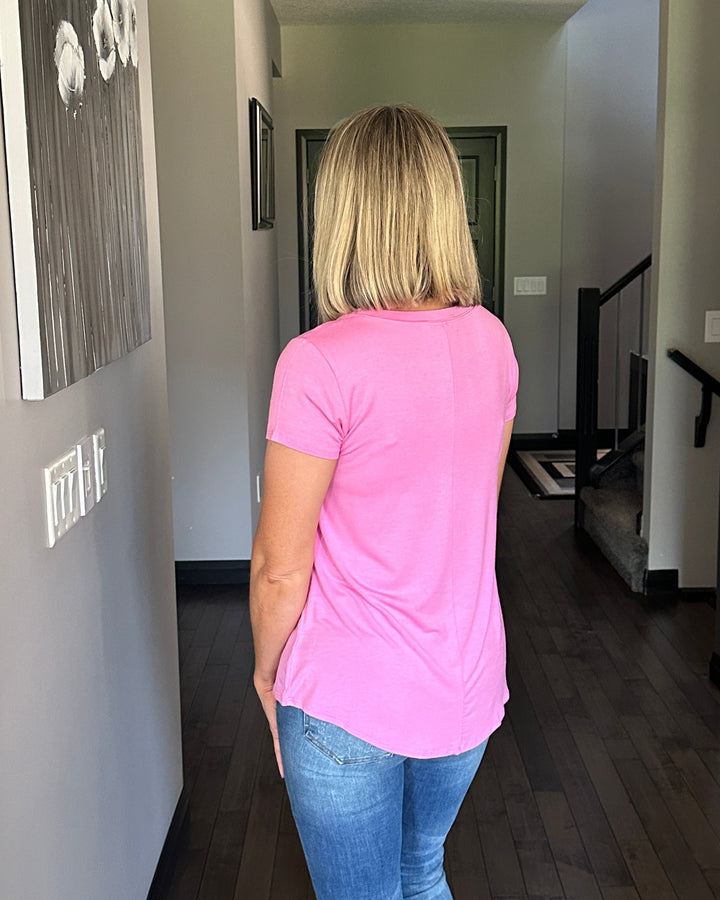Elly Flowy Casual Tee | Candy Pink