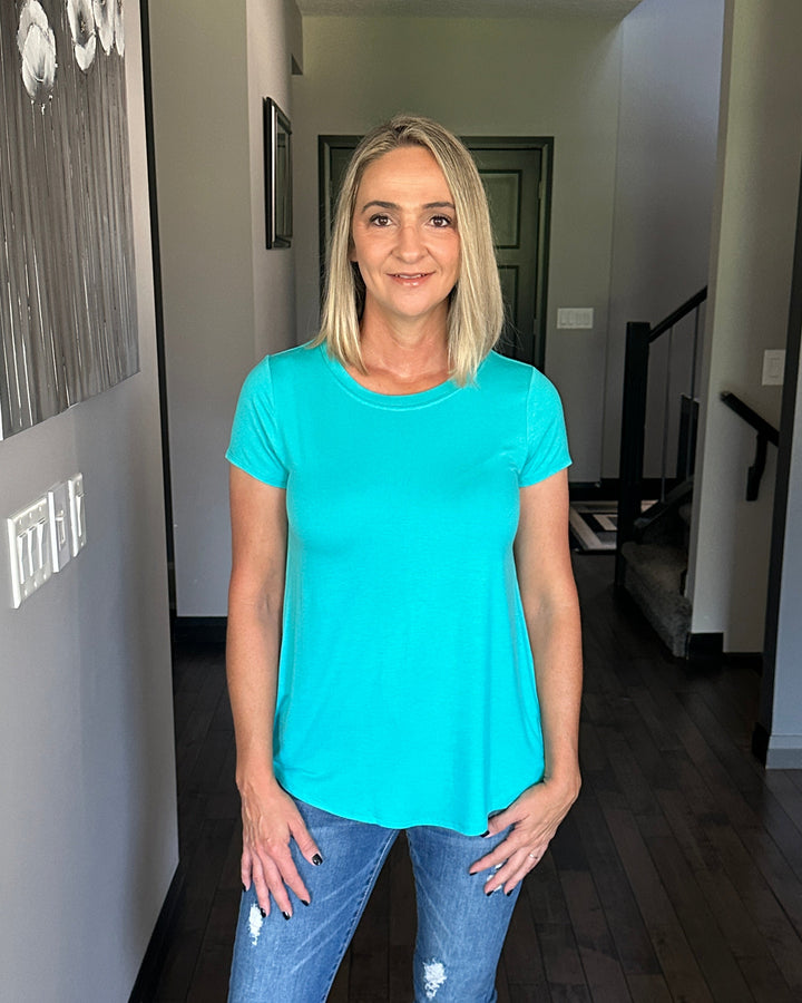 Elly Flowy Casual Tee | Turquoise