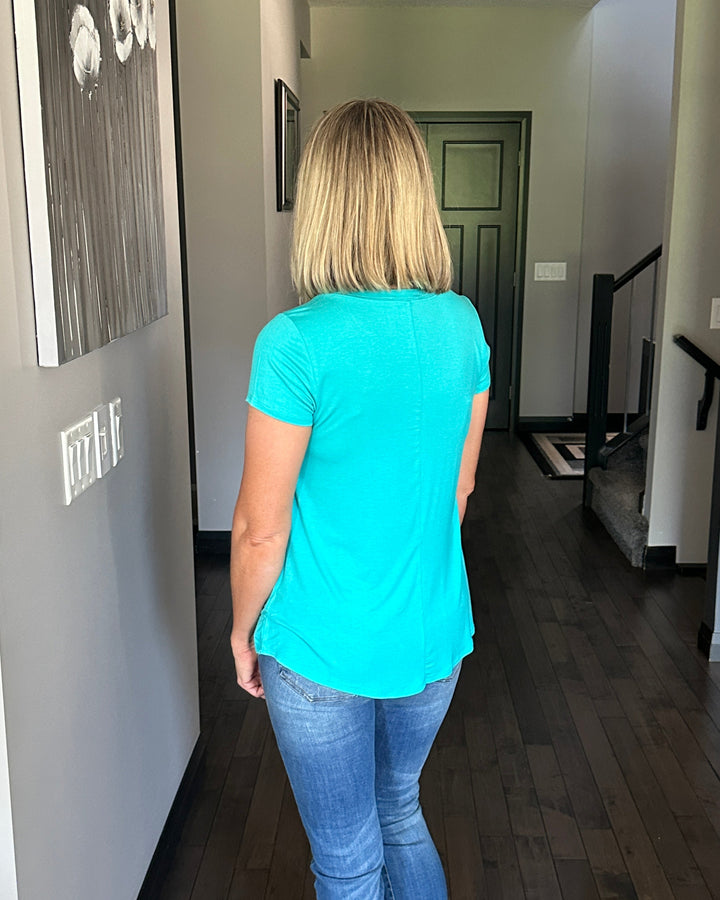 Elly Flowy Casual Tee | Turquoise