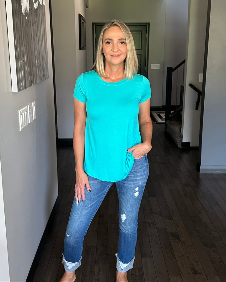 Elly Flowy Casual Tee | Turquoise
