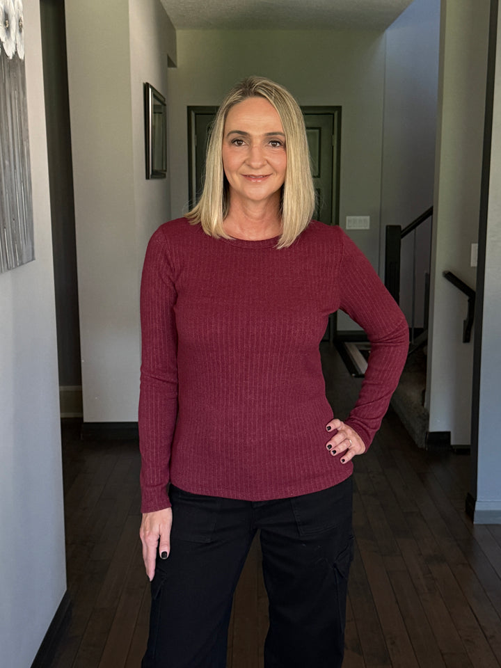 Classic Ribbed Pullover | Burgundy