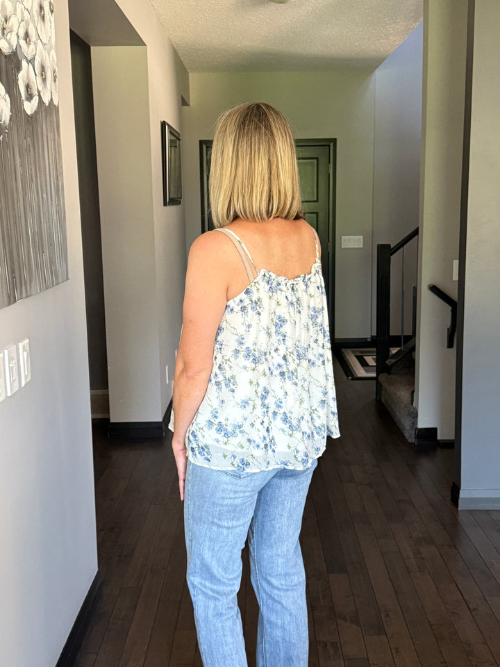Chiffon Pleated Floral Cami