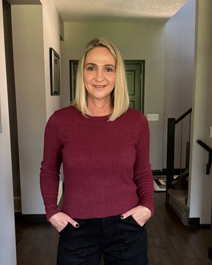 Classic Ribbed Pullover | Burgundy