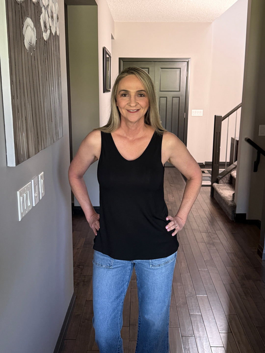 Michelle Mae | Vera V-Neck Tank | Black