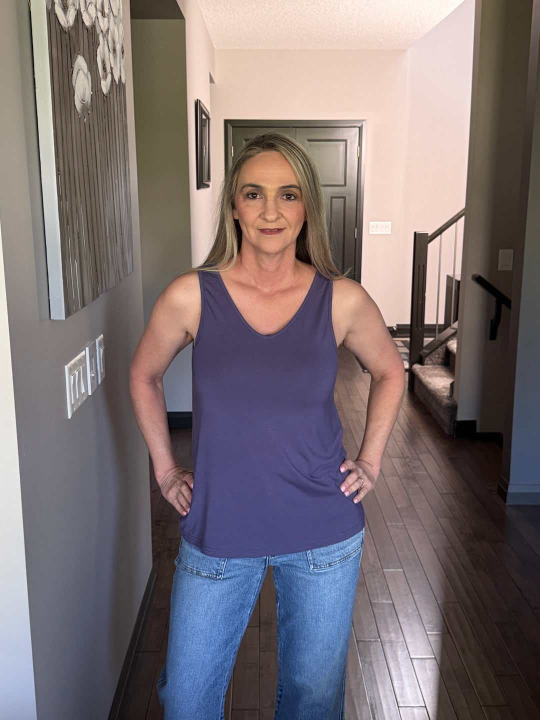 Michelle Mae | Vera V-Neck Tank | Slate Purple