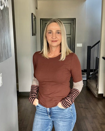 Colour Block Striped Long Sleeve Top