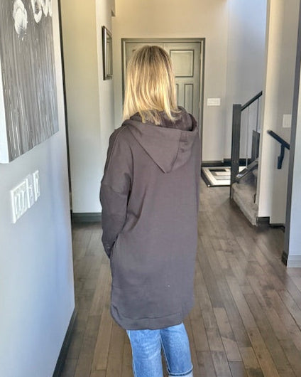 Longline Zip Up Jacket | Black