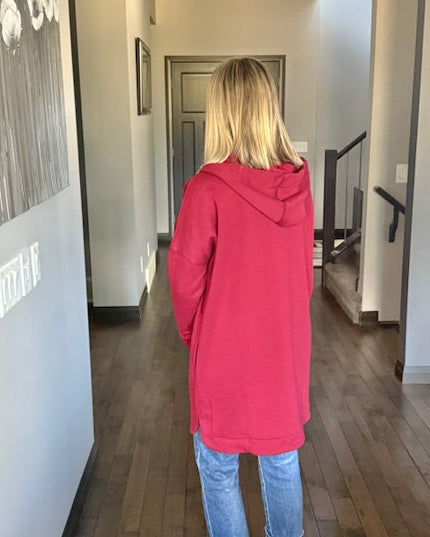 Longline Zip Up Jacket | Red Velvet