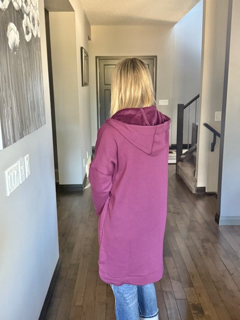 Longline Zip Up Jacket | Plum