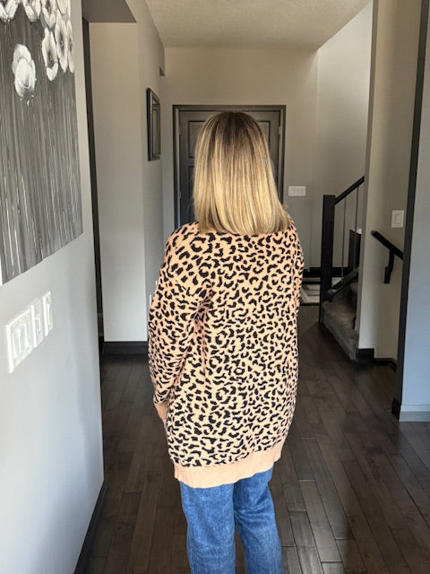 Luxe Wild Leopard Cardigan | Camel