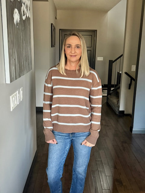 Lindy Scallop Neck Striped Sweater