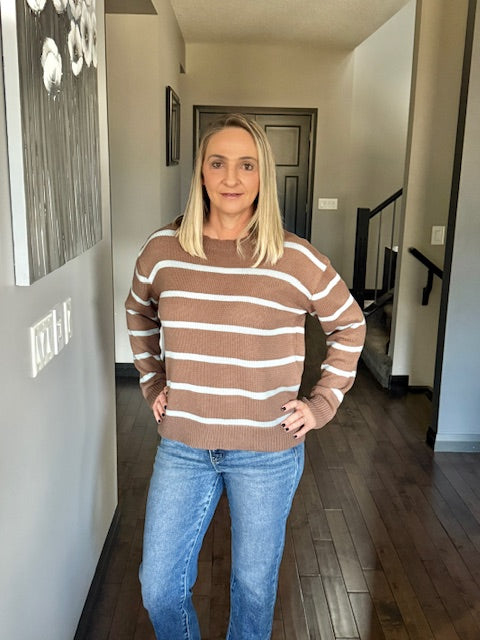 Lindy Scallop Neck Striped Sweater