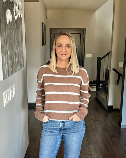 Lindy Scallop Neck Striped Sweater