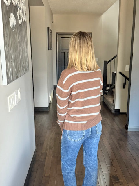 Lindy Scallop Neck Striped Sweater