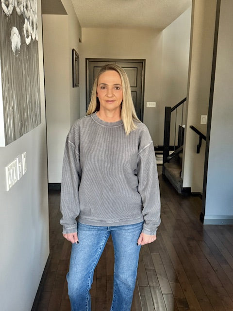 Essential Corded Sweatshirt | Pewter Charcoal