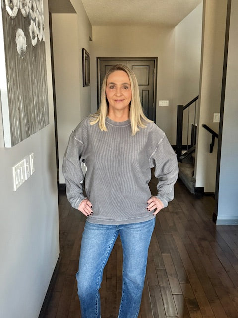 Essential Corded Sweatshirt | Pewter Charcoal