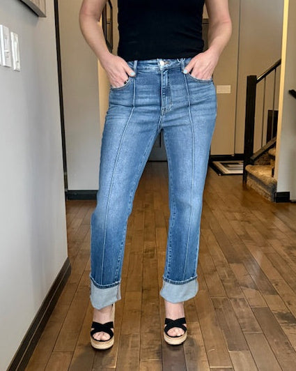 Risen  | Ren Ankle Straight-Wide Cuffed Jeans