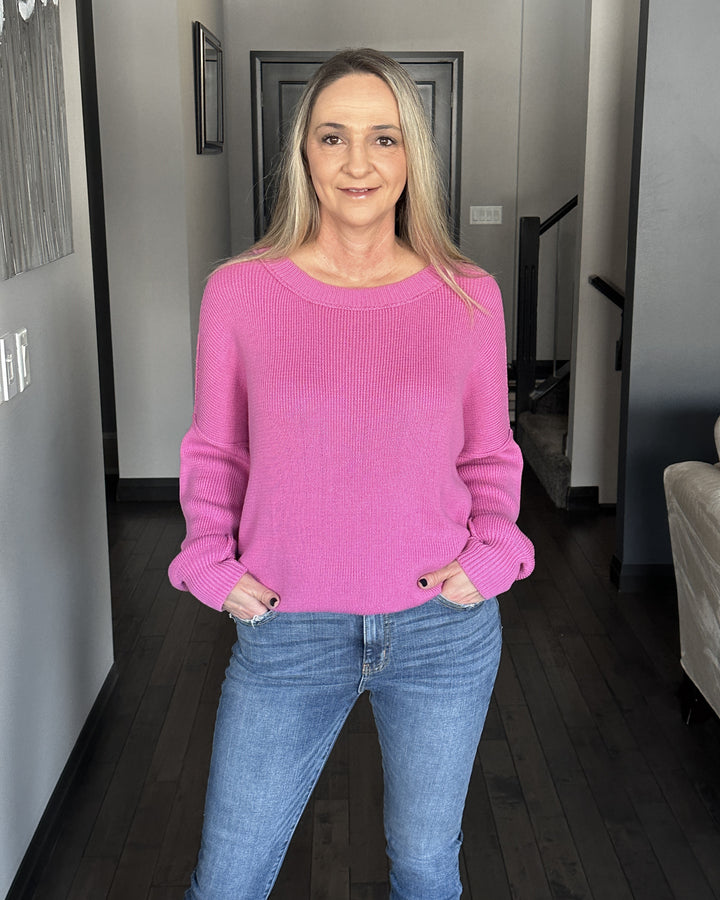Slouchy Knit Sweater | Cherry Pink