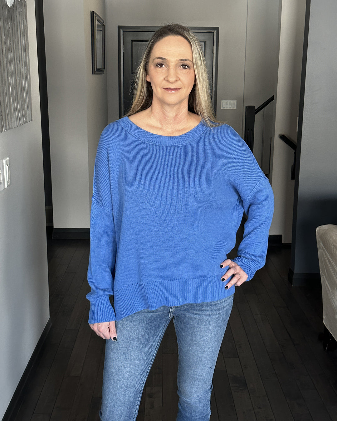 Slouchy Knit Sweater | Royal Blue