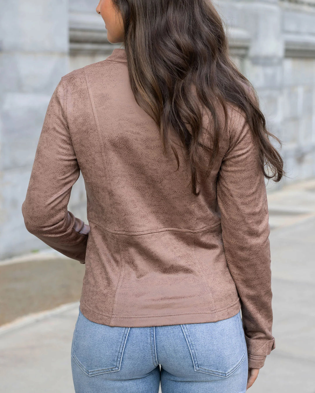 Grace and Lace | Leather Like Cafe Racer Jacket | Taupe