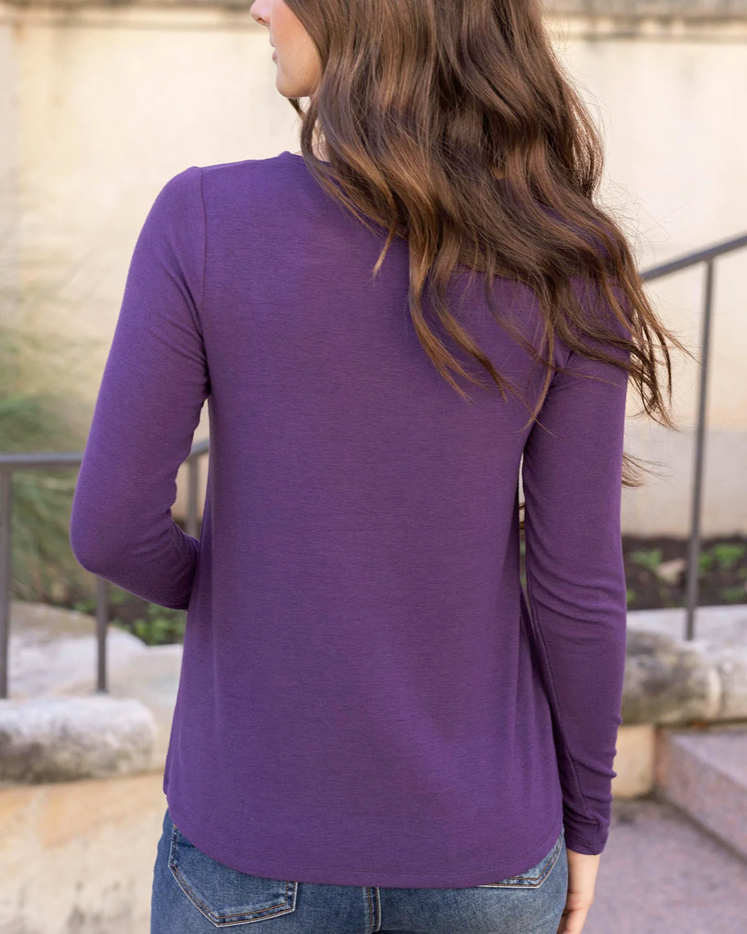 Grace and Lace | Long Sleeve Twist Front Top | Mystic Purple