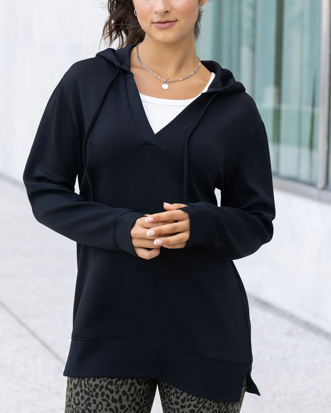Grace and Lace | Luxe Knit Hooded Pullover | Black