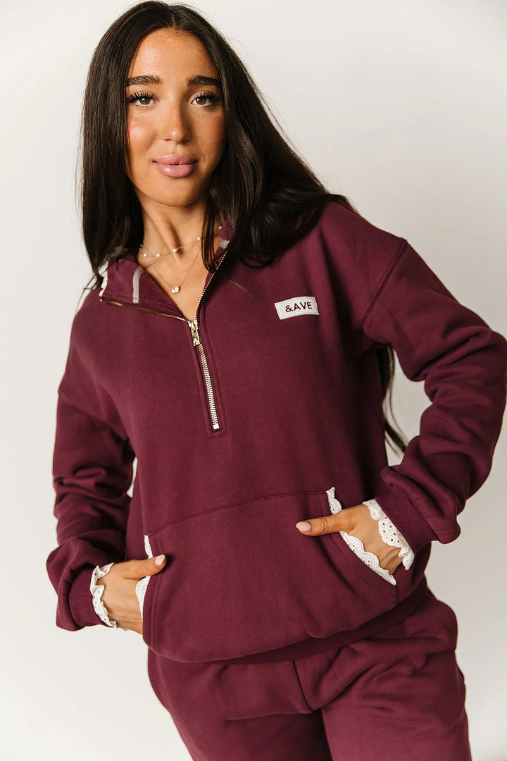 Ampersand Ave | Comfort Zone HalfZip | Maroon Lace