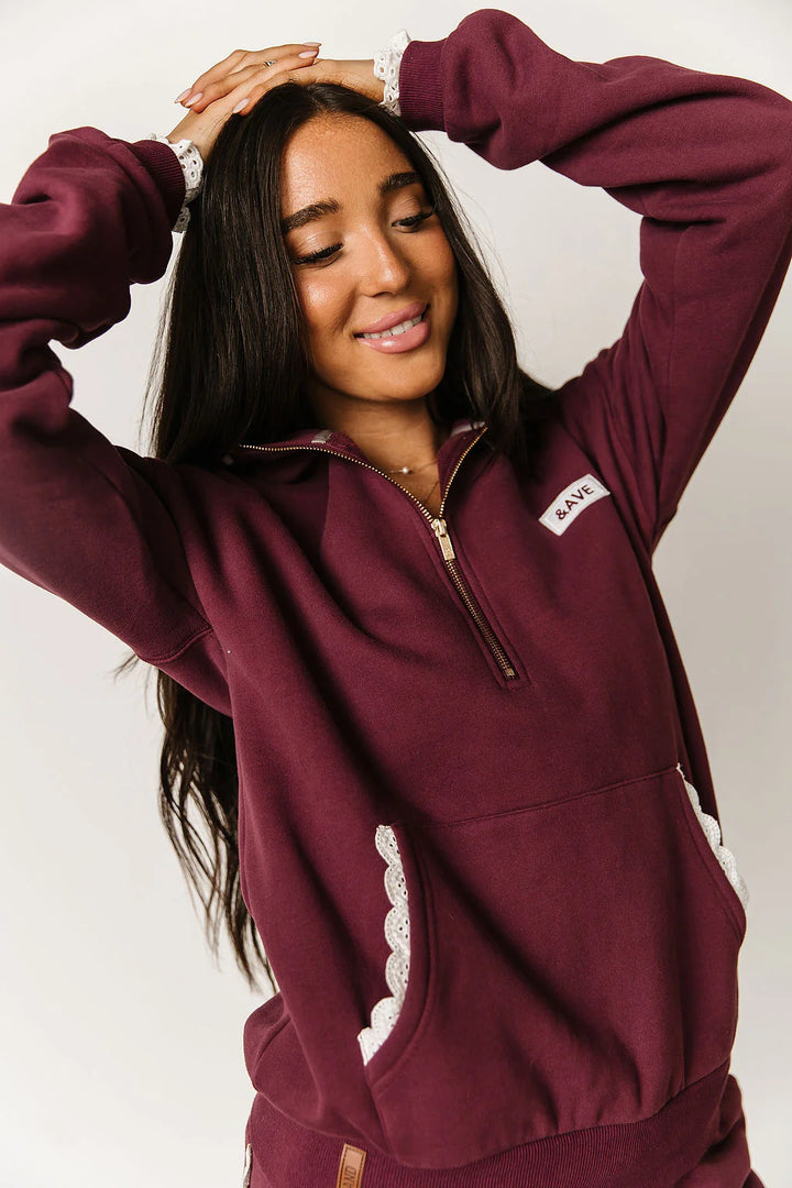Ampersand Ave | Comfort Zone HalfZip | Maroon Lace