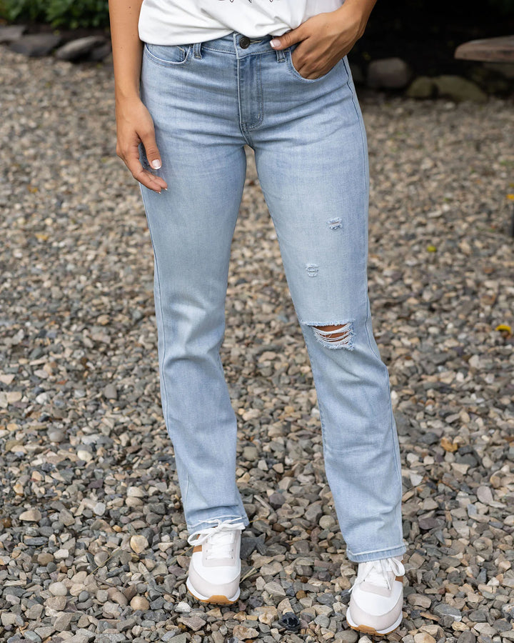 Grace and Lace Mel's Fave Full Length Jeans | DISTRESSED LIGHT MID WASH