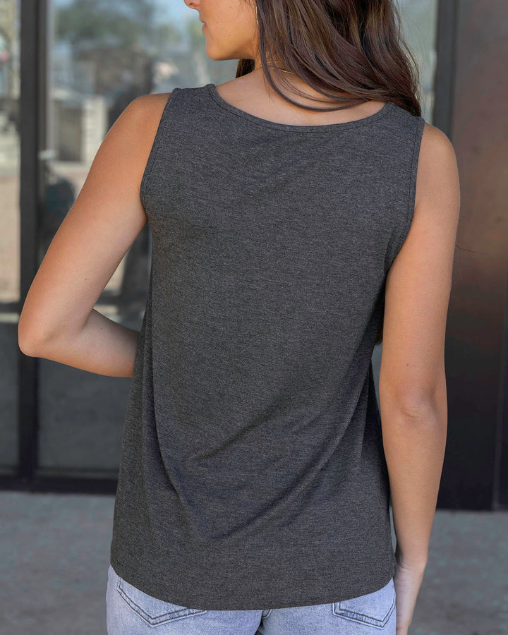 Grace and Lace | Perfect Pocket V-Neck Tank | Charcoal