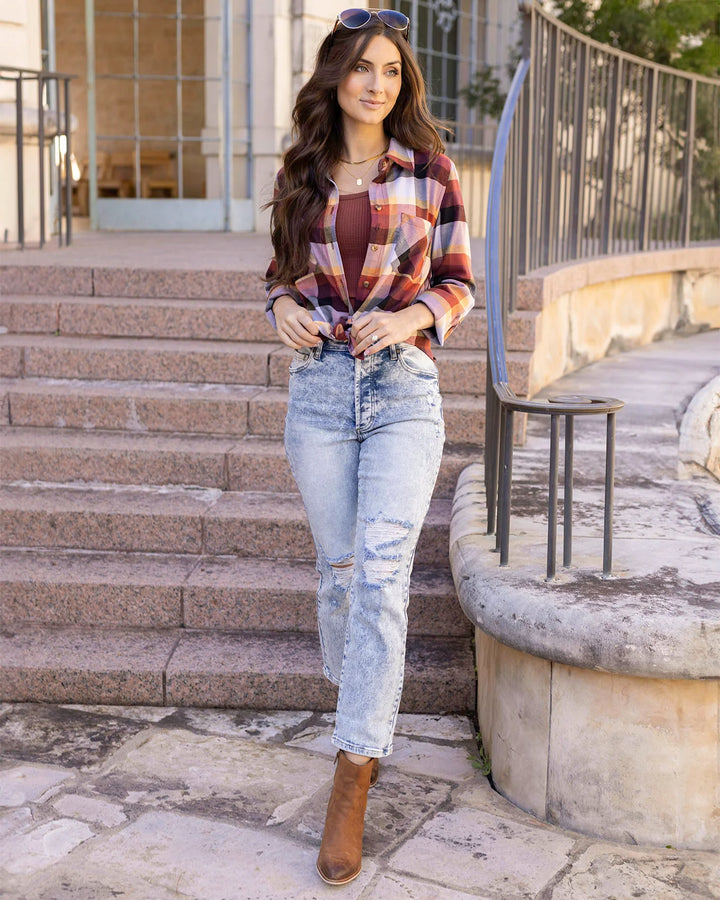 Grace and Lace | Northern Plaid Flannel Top