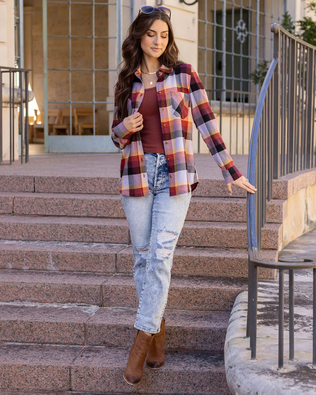Grace and Lace | Northern Plaid Flannel Top