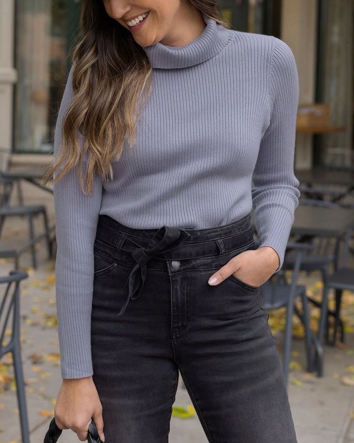 Grace and Lace | Oh So Soft Ribbed Turtleneck | Light Blue