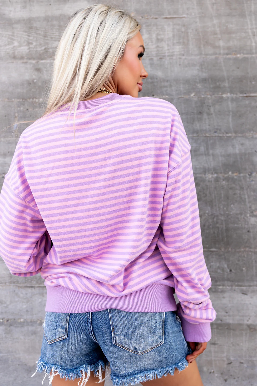 PREORDER Ampersand Ave | Performance Fleece University Pullover | Orchid Stripe - ETA MID JULY