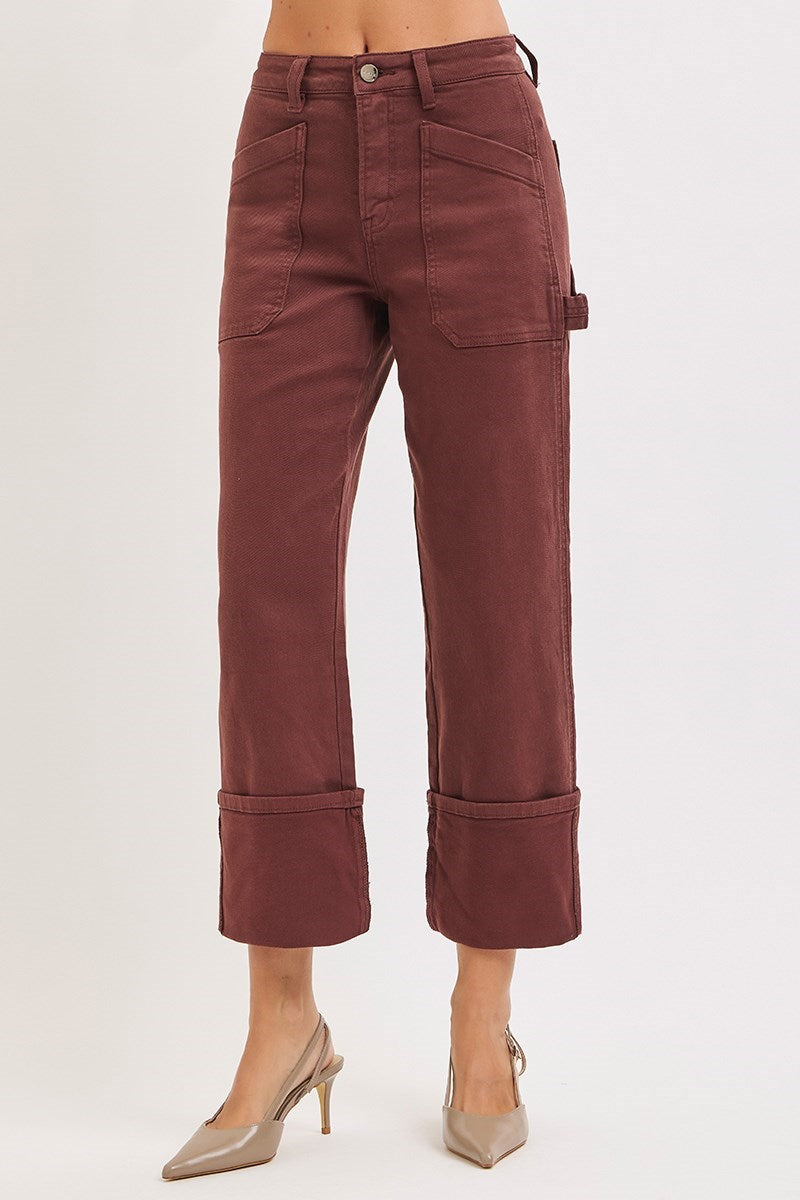 Risen  |  Phoenix Cuffed Utility Jeans | Choco Brown