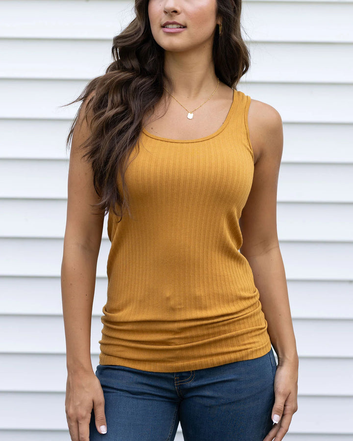 Grace and Lace | Perfect Fit Seamless Ribbed Tank | Deep Mustard
