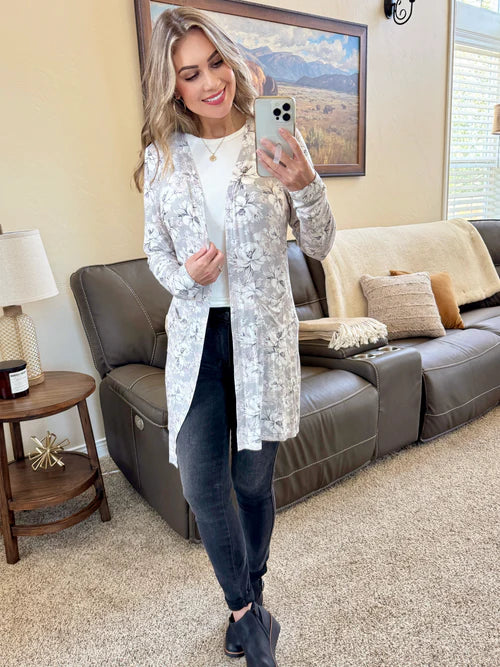 Michelle Mae | Classic Cardigan | Vintage Grey Floral