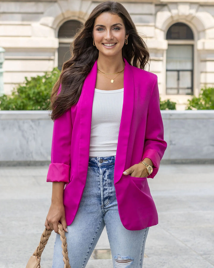 Grace and Lace | Pocketed Fashion Blazer | Magenta
