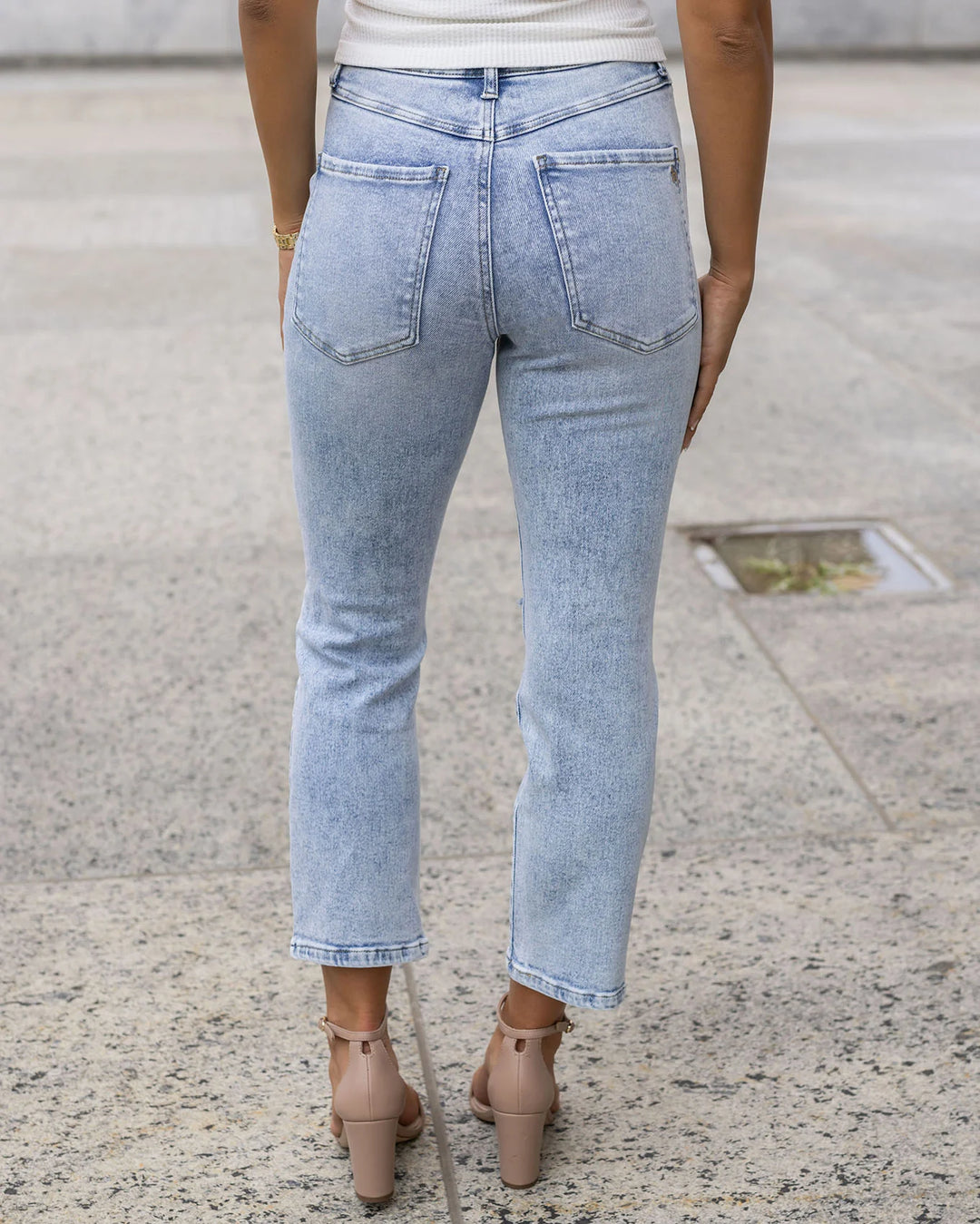 Grace and Lace | Premium Denim High Waisted Mom Jeans | DISTRESSED LIGHT MID WASH
