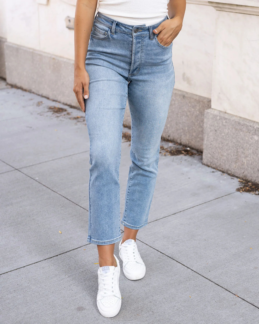 Grace and Lace | Premium Denim High Waisted Mom Jeans | NON DISTRESSED MID WASH