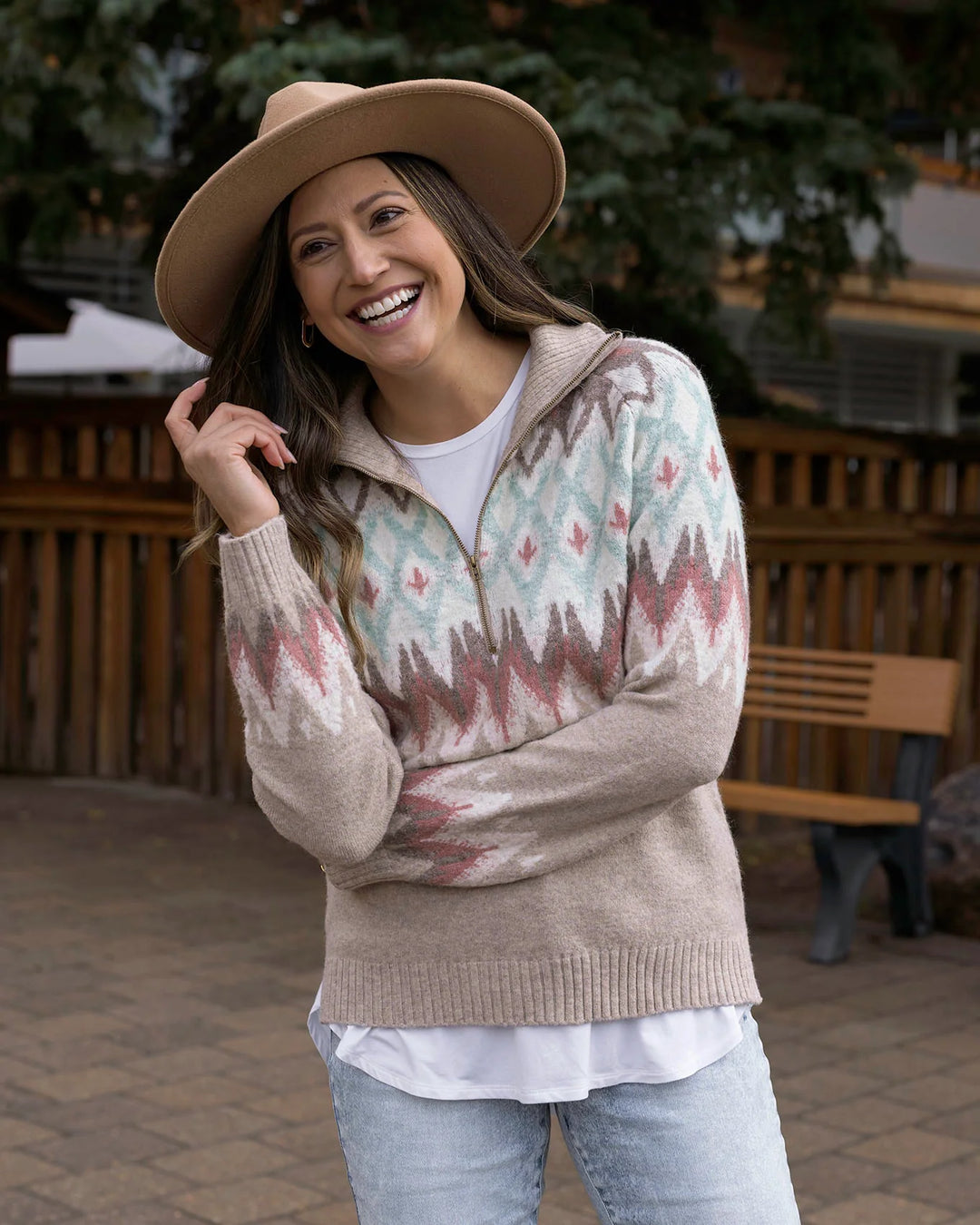 Grace and Lace | Quarter Zip Fair Isle Sweater