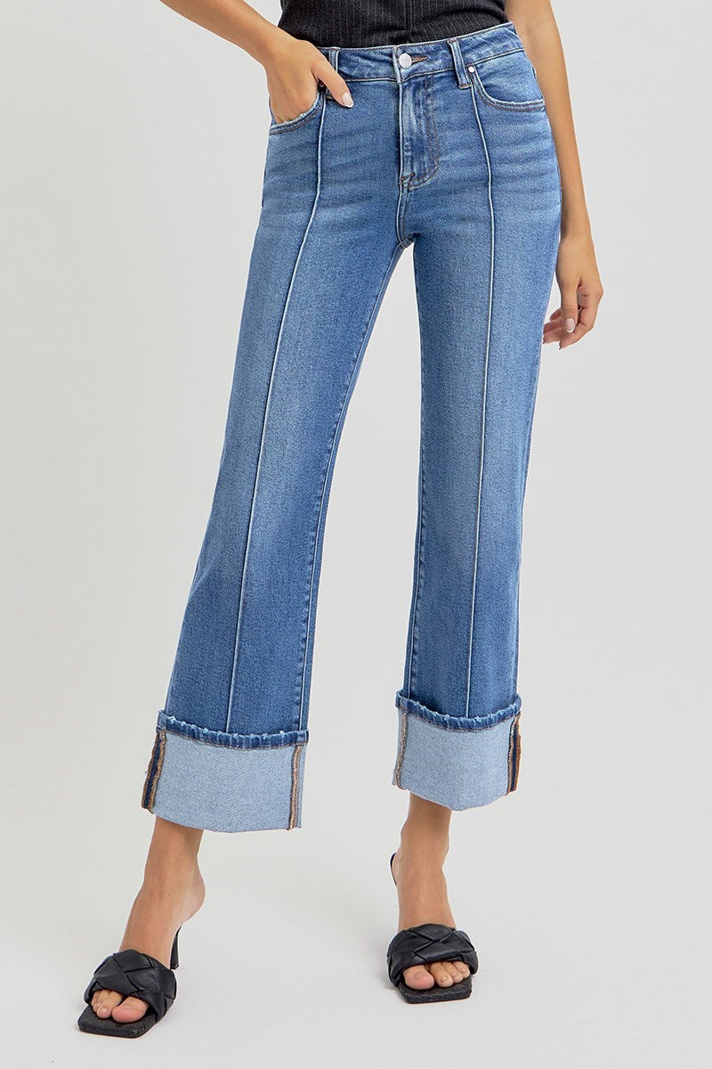 Risen  | Ren Ankle Straight-Wide Cuffed Jeans