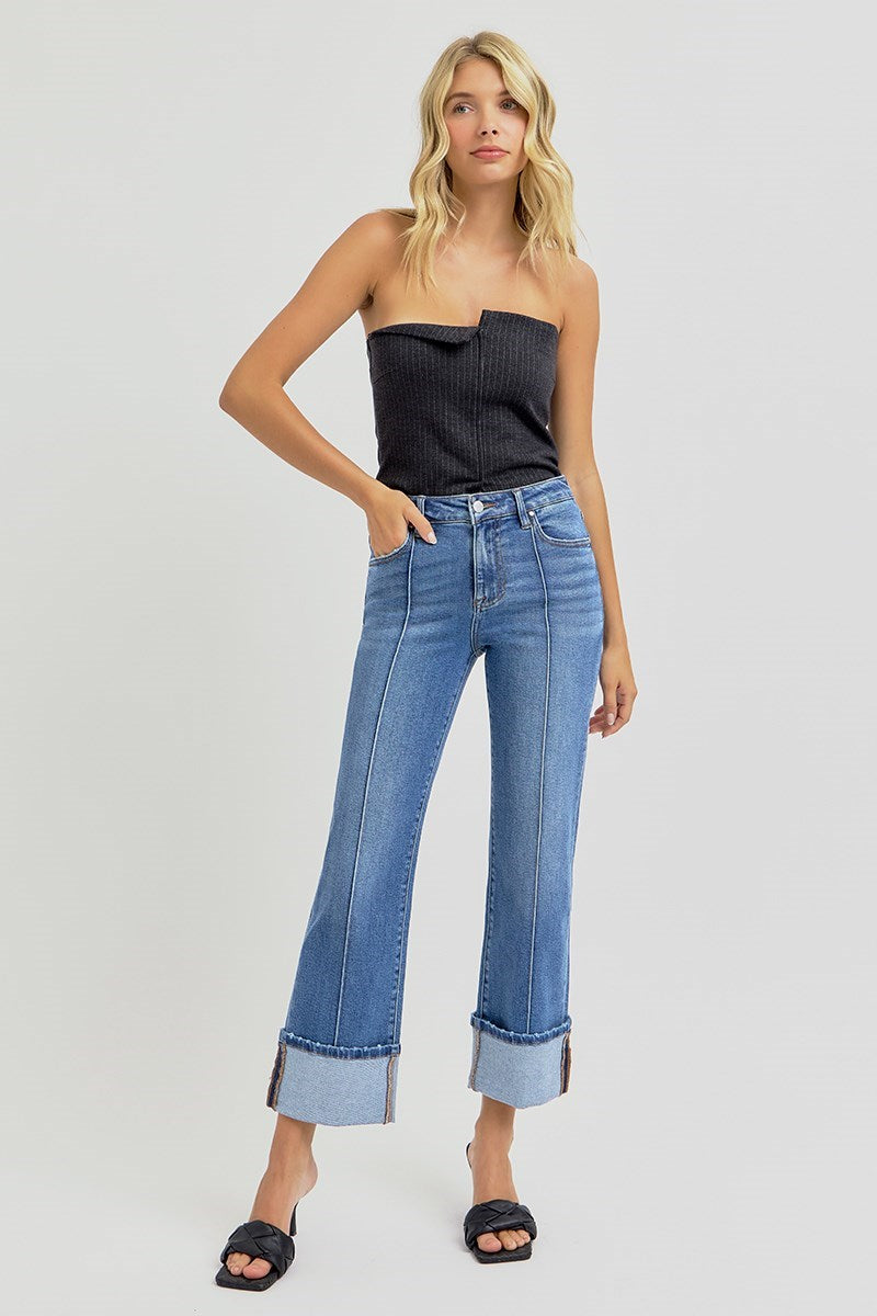 Risen  | Ren Ankle Straight-Wide Cuffed Jeans
