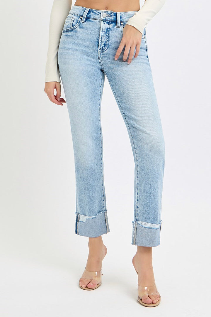 Risen  | Jolie Tummy Control Crop Straight Cuffed Jeans