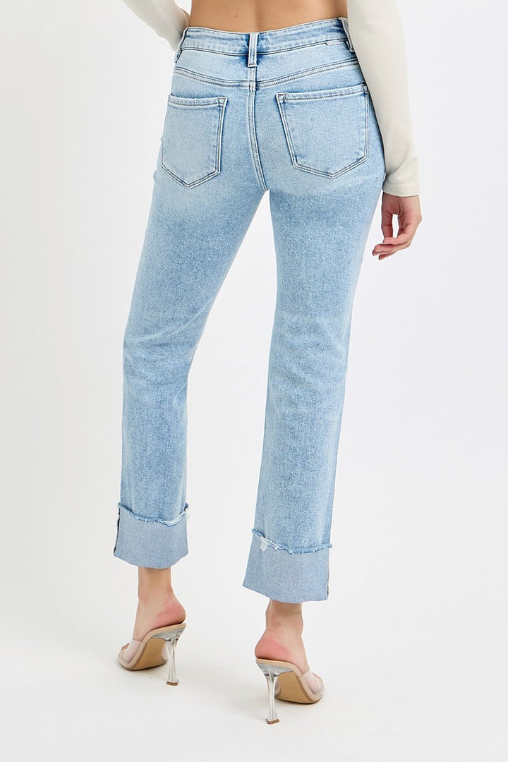 Risen  | Jolie Tummy Control Crop Straight Cuffed Jeans