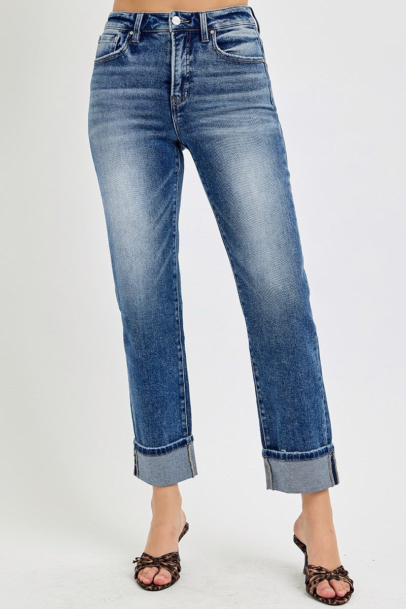 Risen  |  Lennox Tummy Control Straight Leg Jeans | Dark Wash