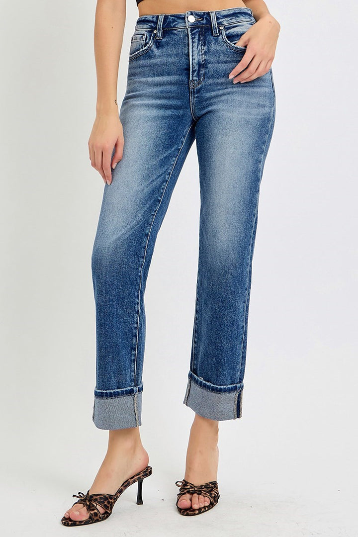 Risen  |  Lennox Tummy Control Straight Leg Jeans | Dark Wash