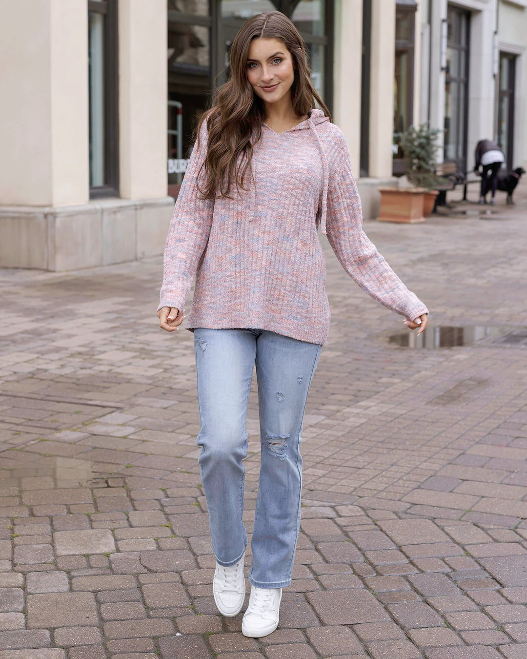 Grace and Lace | Cloud Ribbed Hoodie | Blush Mélange