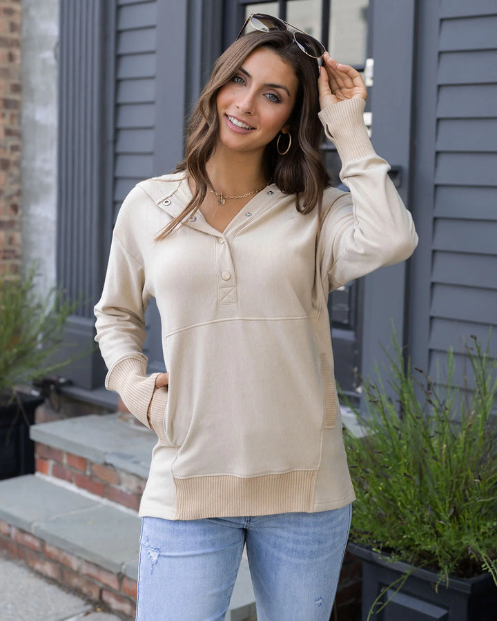 Grace and Lace | Slouchy Tunic Hoodie | Fawn Beige