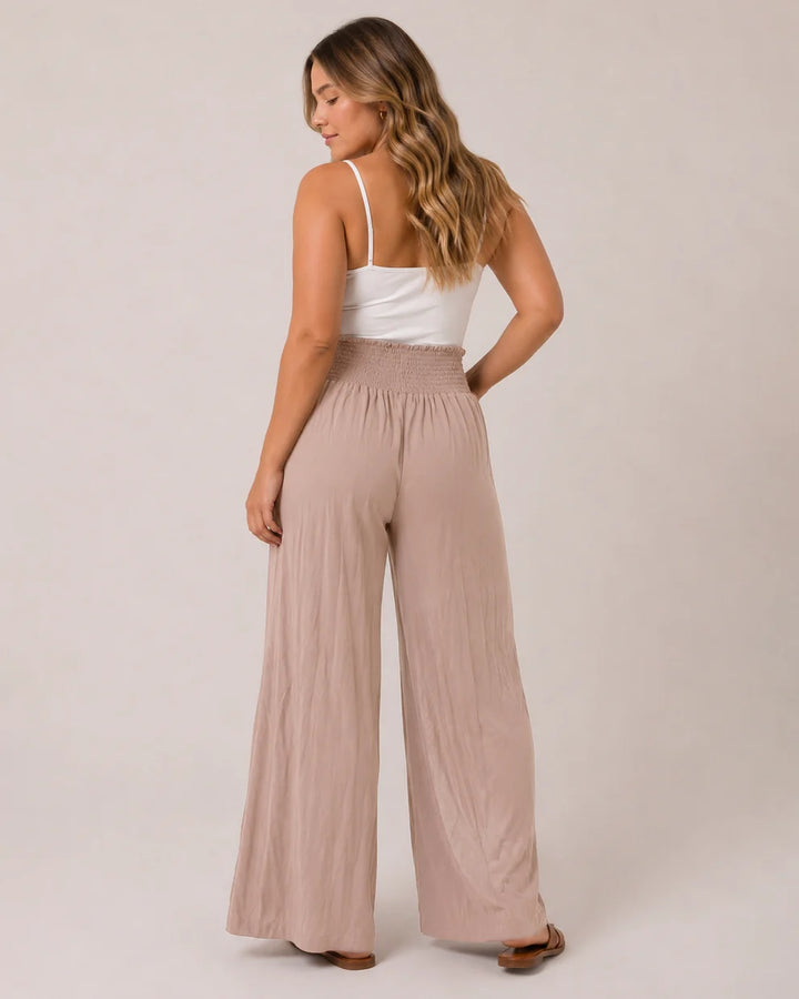 Grace and Lace | Smocked Waist Wide Leg Pants | Light Mocha